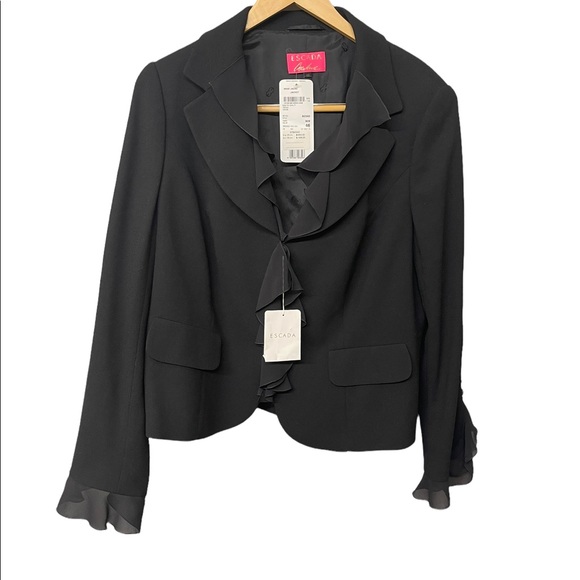 New! Escada Couture ruffle black blazer/jacket size 46 aprox. XL - Picture 10 of 15